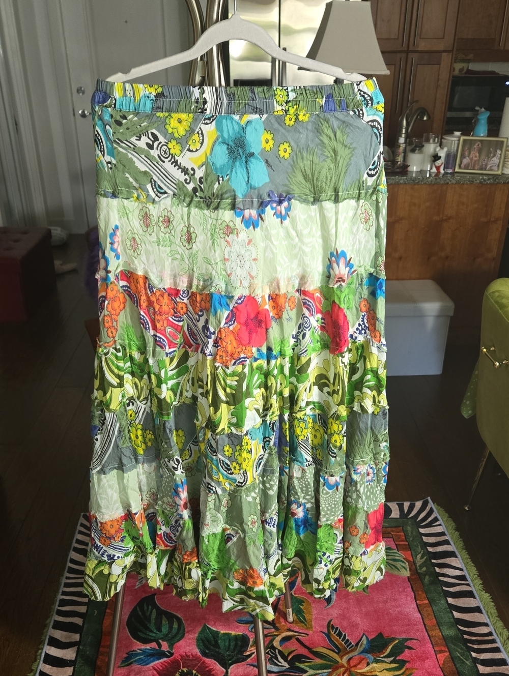 Floral Patchwork Maxi Skirt - Multicolor